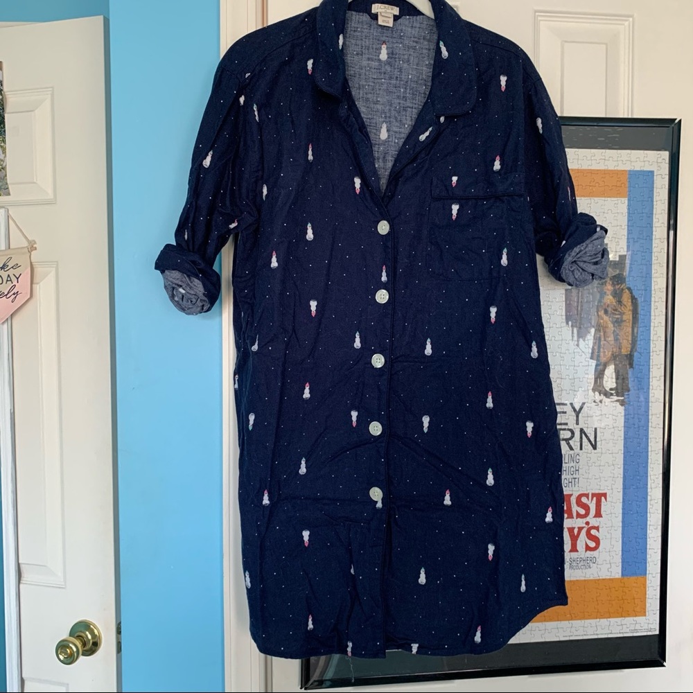 🍄 J.Crew Flannel Sleep-shirt w/Snowmen
